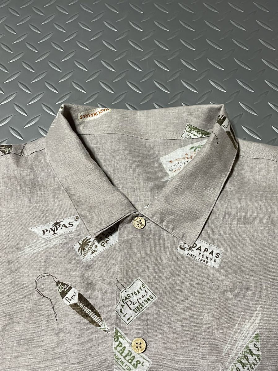 2020年モデル！☆ 美品 Papas パパス ☆ 麻リネン アロハシャツ アロハ  