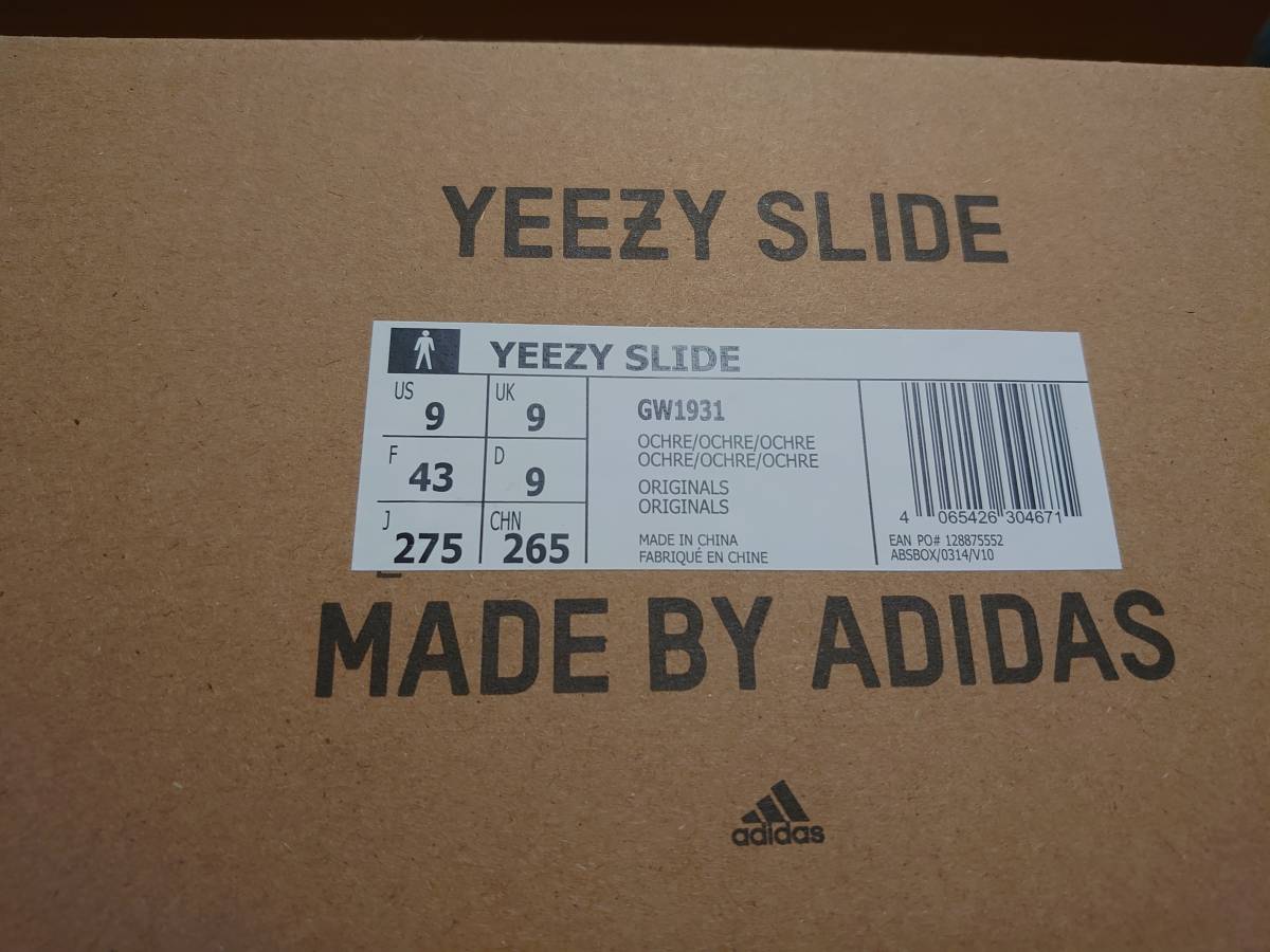 国内正規品 新品未使用 Yeezy slide OCHRE US9 JP27.5 GW1931 イージー 