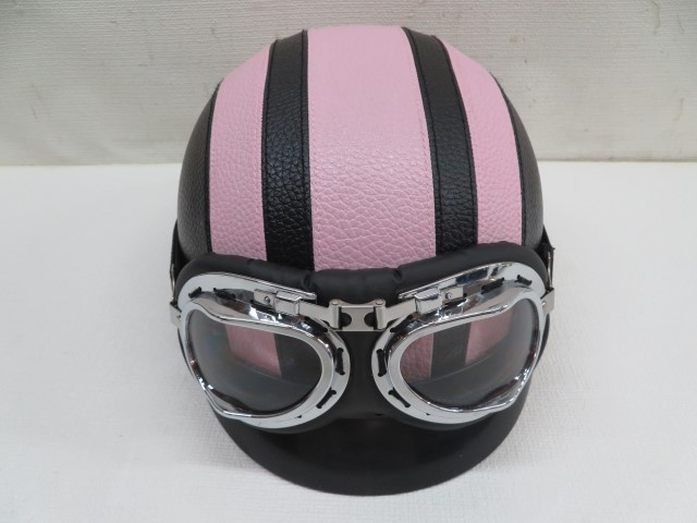 はまい 美品/フリーサイズ□ハーフヘルメット 半帽 半ヘル ピンク バイク用品