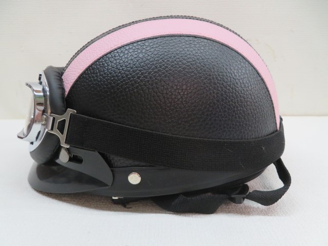 美品/フリーサイズ□ハーフヘルメット 半帽 半ヘル ピンク バイク用品