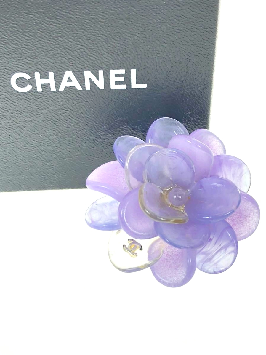 ☆CHANEL シャネル 01 P クリア カメリア ブローチ パープル ココ 