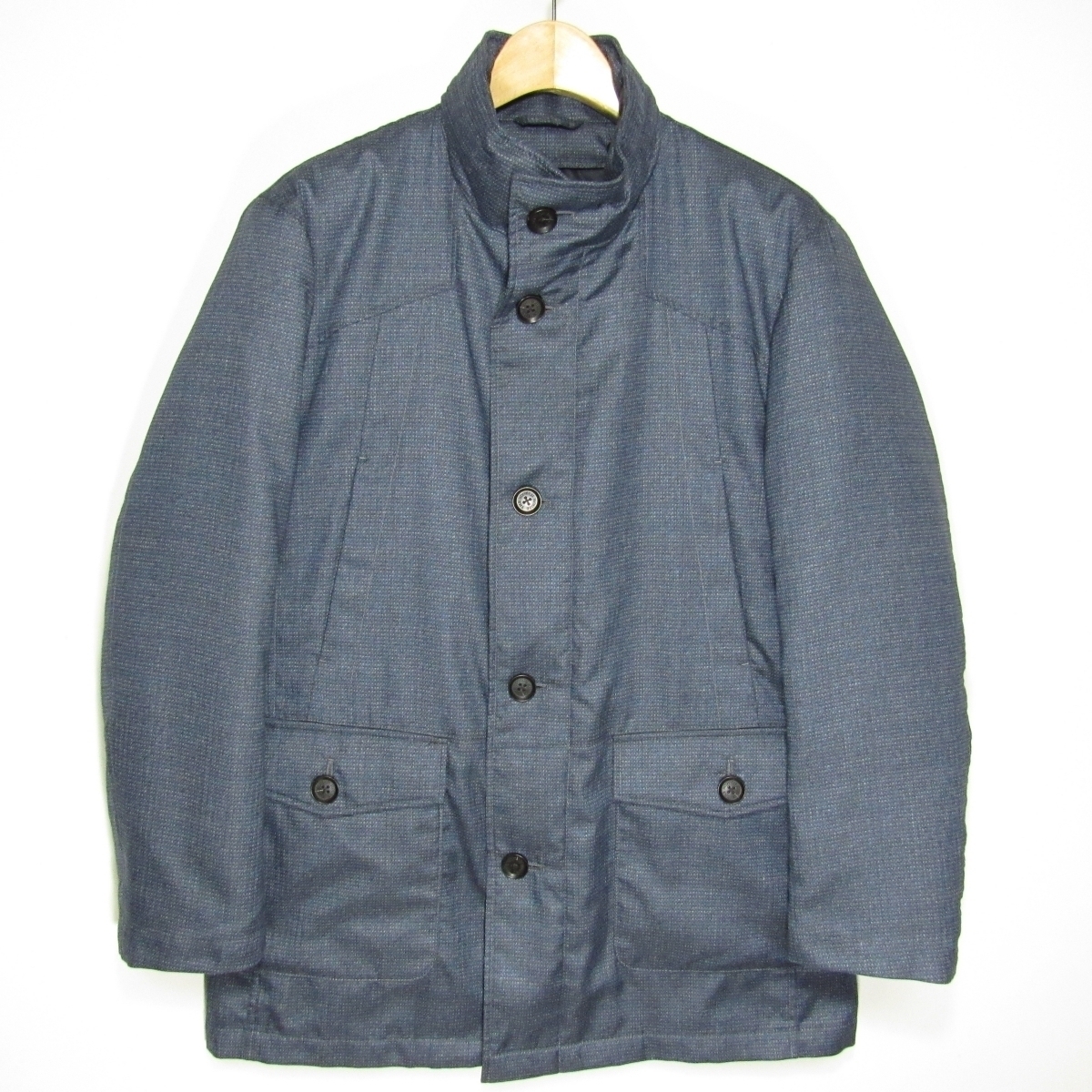 新品同様 定価5.6万 スコッチハウス THE SCOTCH HOUSE メンズ フルライナー京鴨ダウンコート M 秋冬 ネイビー はっ水 隠しフード F1C60830