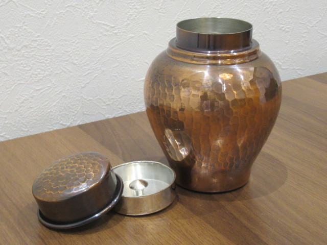 5848】 英純堂 鎚起銅器 桃山古色 湯沸/茶壷/建水 3点まとめ 共箱付