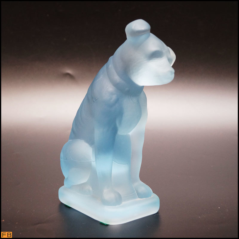 ビクター犬　ニッパー君　ガラス　置物　青 VICTOR Nipper glass objet Vintage / ビクター ニッパー 犬 ガラス
