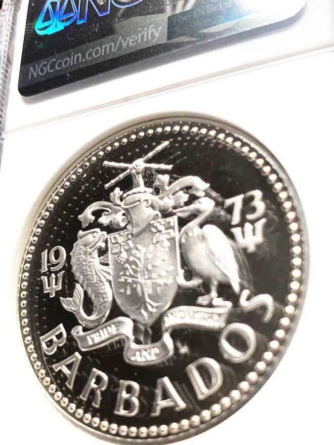 NGC鑑定済1973年バルバドス10ドル銀貨PF68(ラテンアメリカ)｜売買され