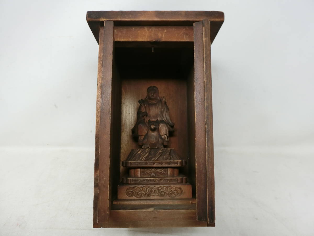 木彫り 仏像 五穀豊穣の神 荼枳尼天 ダキニ天 厨子 中古 現状品 管理