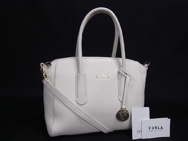  1円 極 FURLA フルラ レザー 2WAY ハンドバッグ ショルダーバッグ 肩掛けかばん 斜め掛けかばん レディース ホワイト系 b5470BN(ショルダー)｜売買されたオークション情報、yahooの商品情報をアー ショルダー