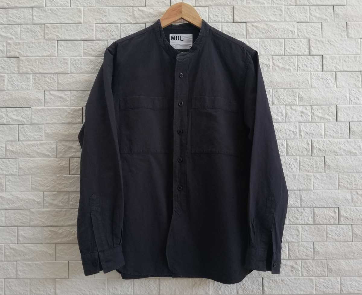 【未使用に近い】MARGARET HOWELL リネン バンドカラーシャツ M Margaret Howell マーガレットハウエル コットンリネンバンドカラー
