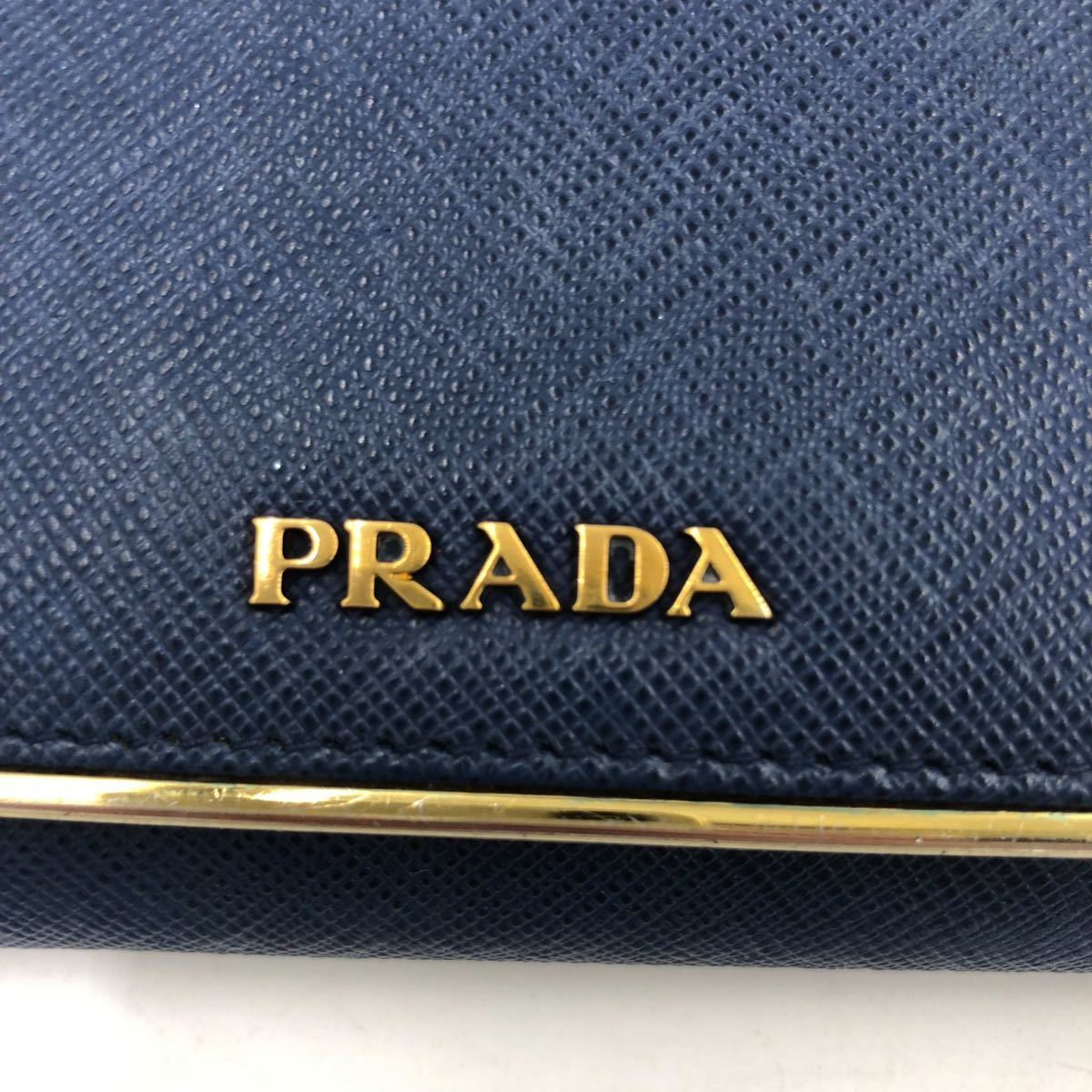 1円〜 未使用級 PRADA プラダ 長財布 ウォレット フラップ ロゴ メタル 
