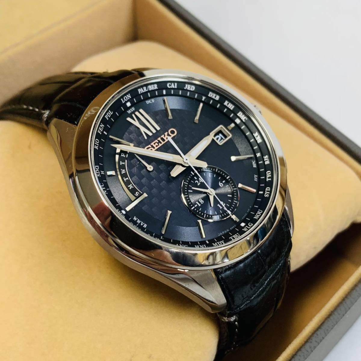 美品】SEIKO セイコー ブライツ 電波ソーラー 8B63-0AL0 デイト 100M 