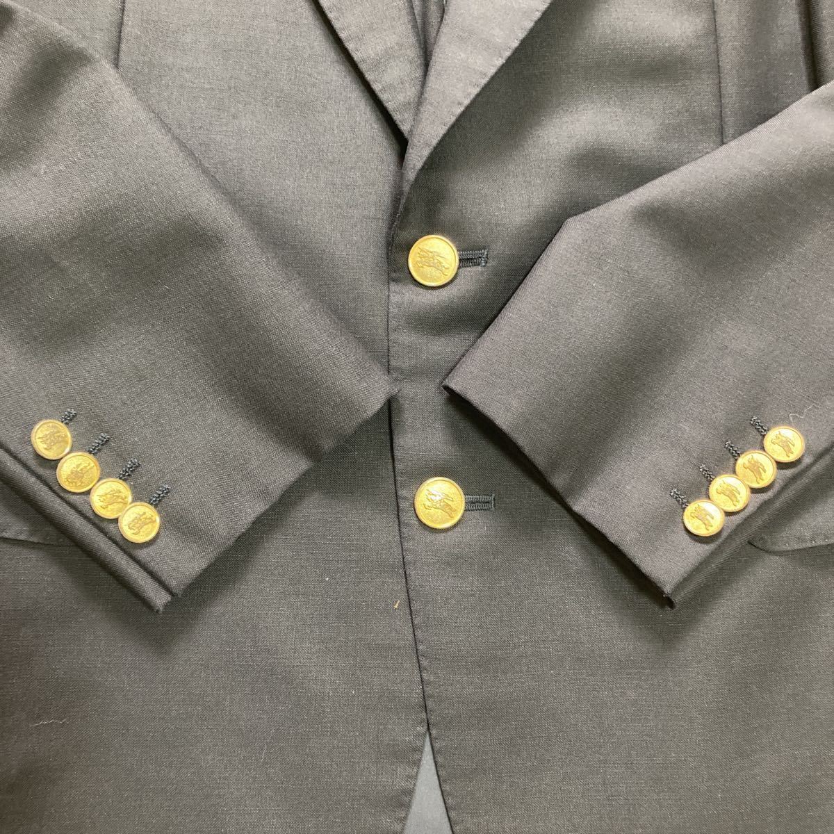 希少☆バーバリー 『伝統の英国服』 BURBERRY ブレザー 紺ブレ 金