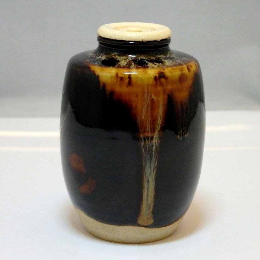 1円【一般中古】 /京焼瀬戸 茶入 肩衝 仕覆付き 茶道具 桶谷定一:作/95 