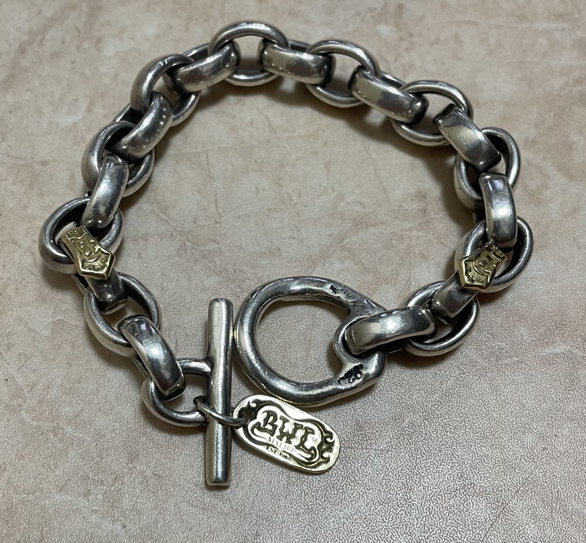 ビルウォールレザー ブレスレット18K シルバー925 BWL K18 検 クロム
