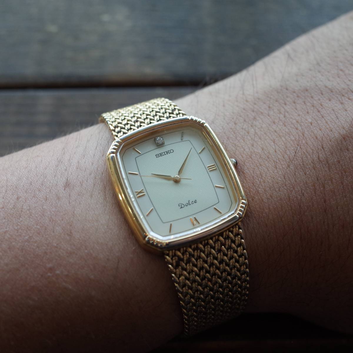 SEIKO DOLCE 1Pダイヤモンド 5E31-5A90 腕時計 稼働品 4450 ￥1 