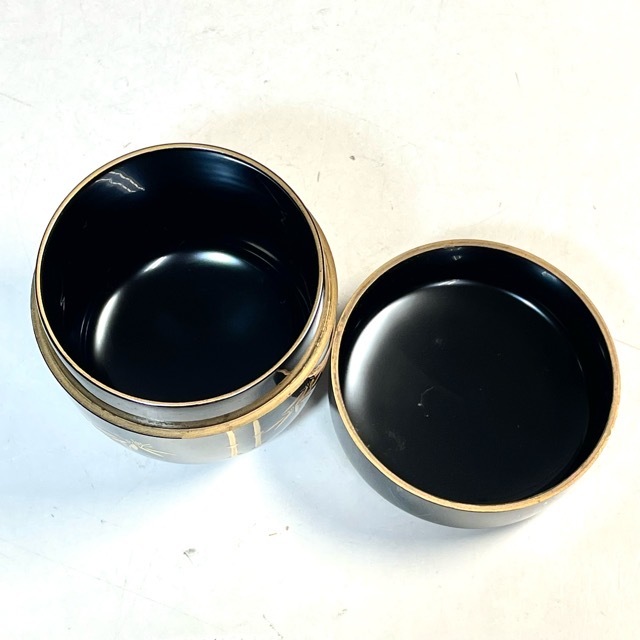 中谷博峰 竹林友治蒔絵 利休棗 切合口 木製 蒔絵 茶道具 香合 共箱