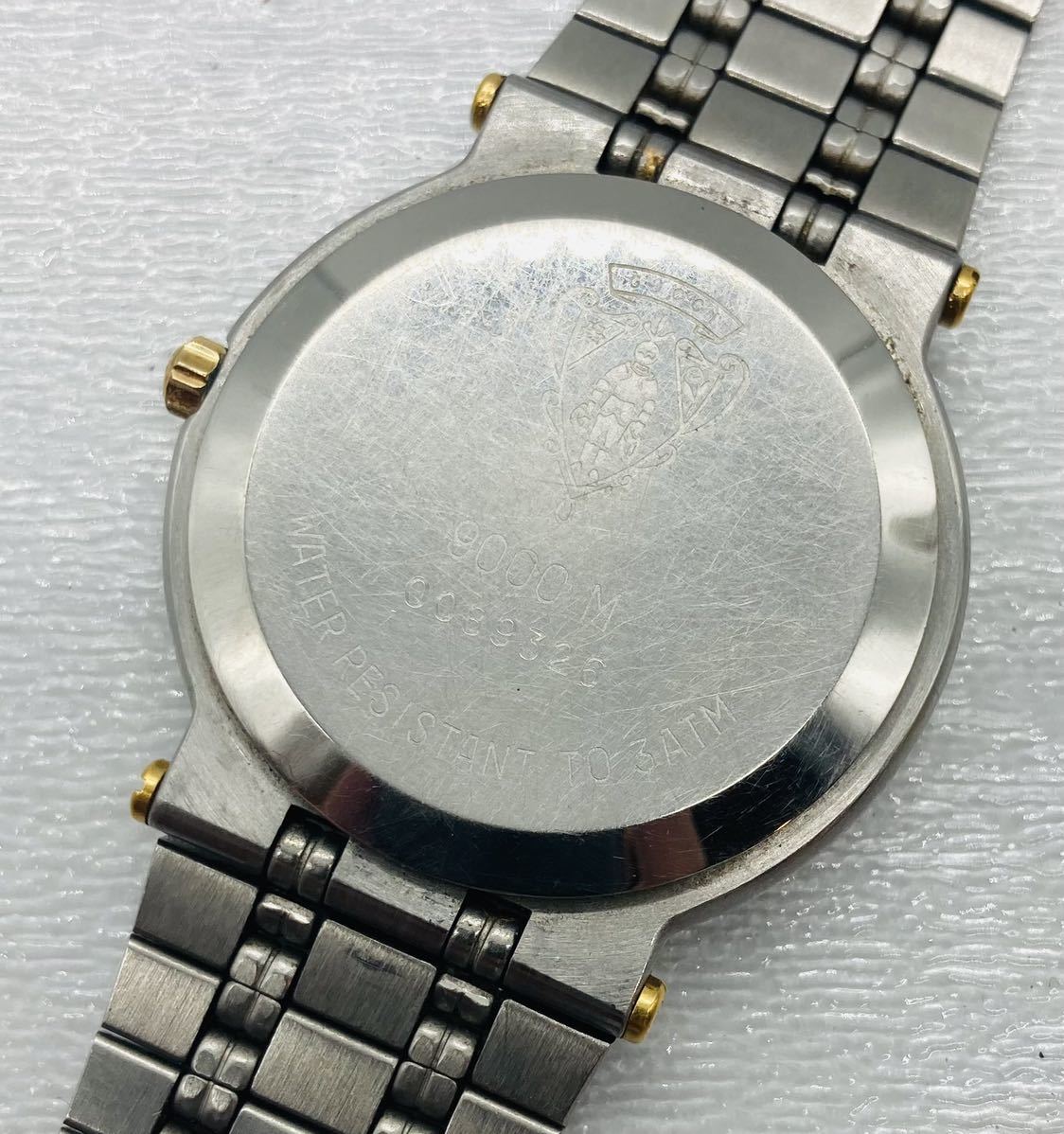 3e129 必見！ GUCCI グッチ 9000M デイト コンビカラー クオーツ