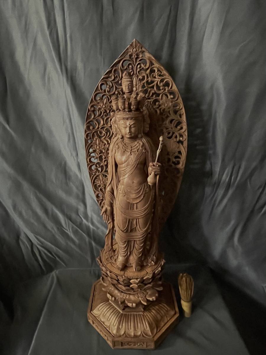 井波彫刻 総楠製 極上彫 仏教工芸品 木彫仏像 大型高62cm 馬頭