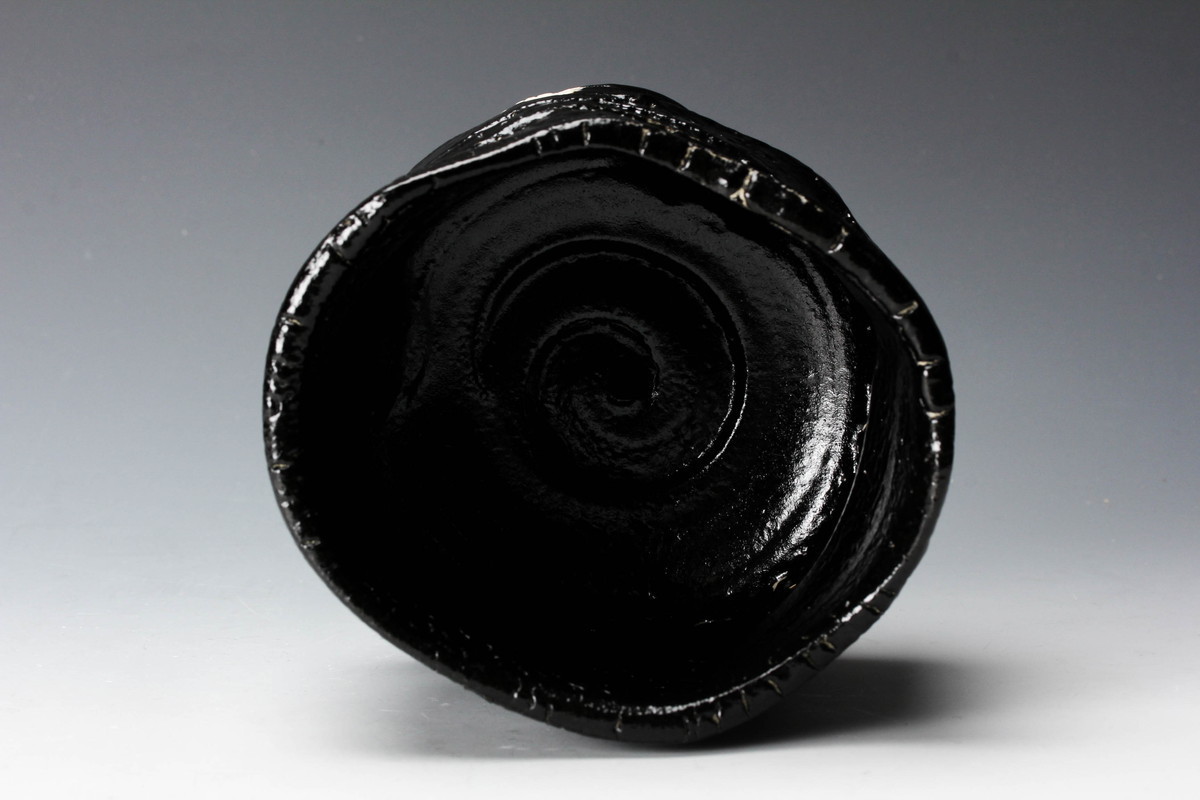 山田和 瀬戸黒茶碗 共箱 二重箱 仕覆 柱 共布 茶道具 本物保証(瀬戸黒