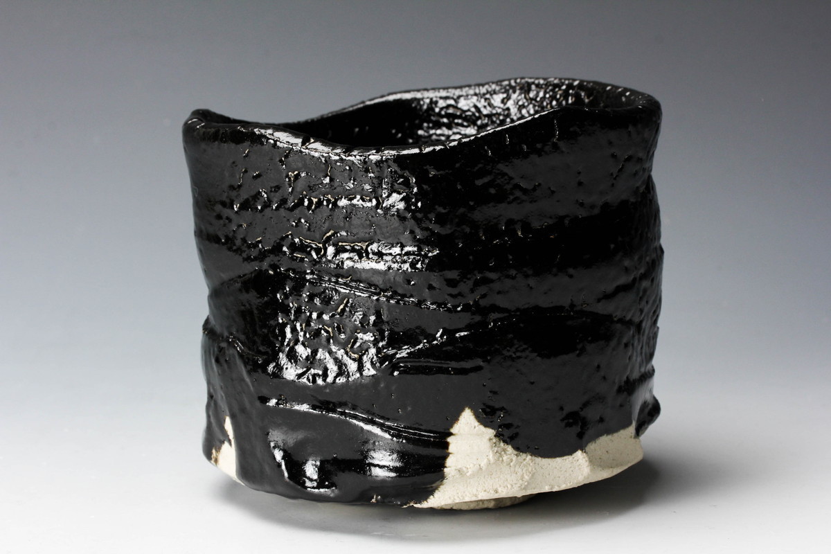 山田和 瀬戸黒茶碗 共箱 二重箱 仕覆 柱 共布 茶道具 本物保証(瀬戸黒