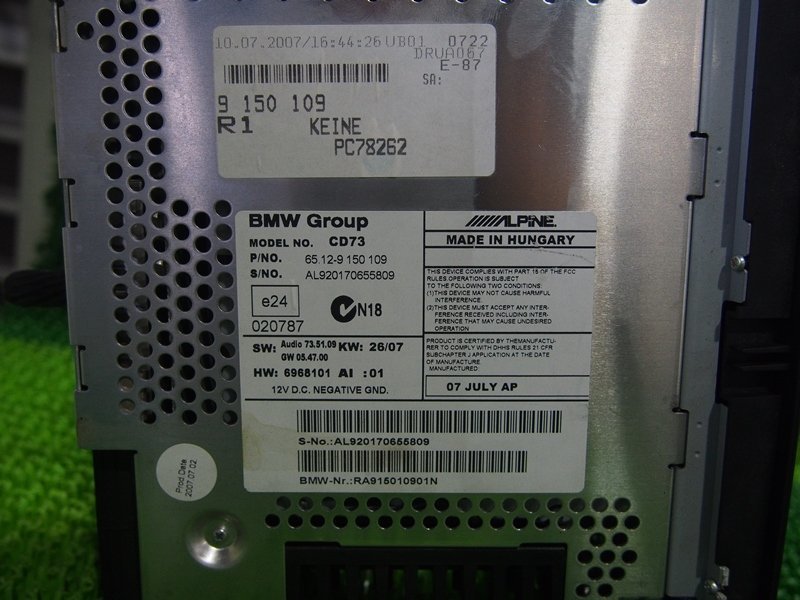 psi』 E87 E90 E91 E92 E93 BMW 純正オーディオ アルパイン CD73 CD