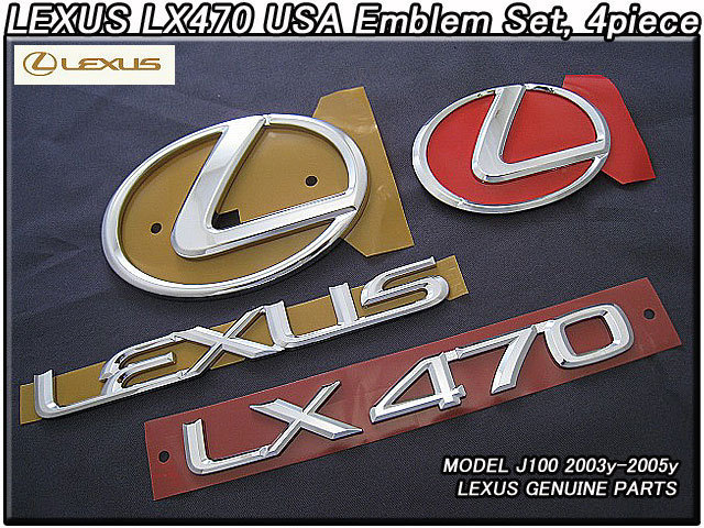 ランクルJ100シグナス中期/LEXUS/レクサスLX470純正USエンブレムセット-前後4点(03y)/USDM北米仕様UZJ100トヨタUSAランドクルーザーSYGNUS