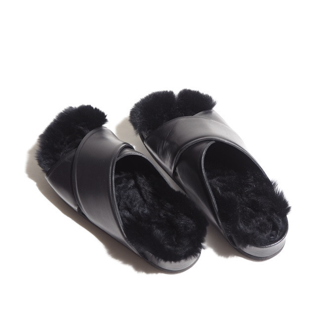 W9051R51 ▽CELINE セリーヌ▽ インソール ファー レザー フラット  