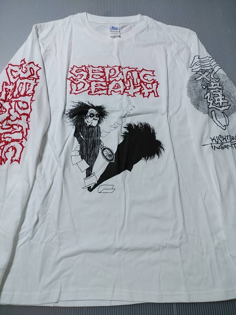 HOT，送料無料 SEPTIC DEATH 長袖Tシャツ kichigai 白L セプティック デス ロンT / pushead パスヘッド metallica napalm death siege d.r.i. c.o.c.(Tシャツ)｜売買されたオークション情報、yahooの商品情報をアーカイブ公開 - オー Tシャツ