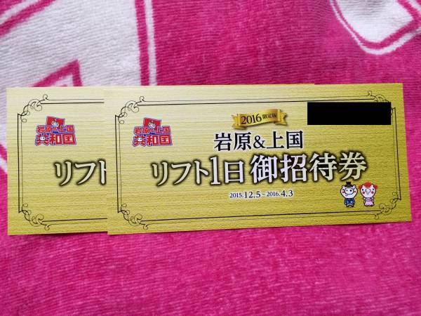 上国、岩原スキー場ナイター付き1日リフト券ペア 岩原&上国