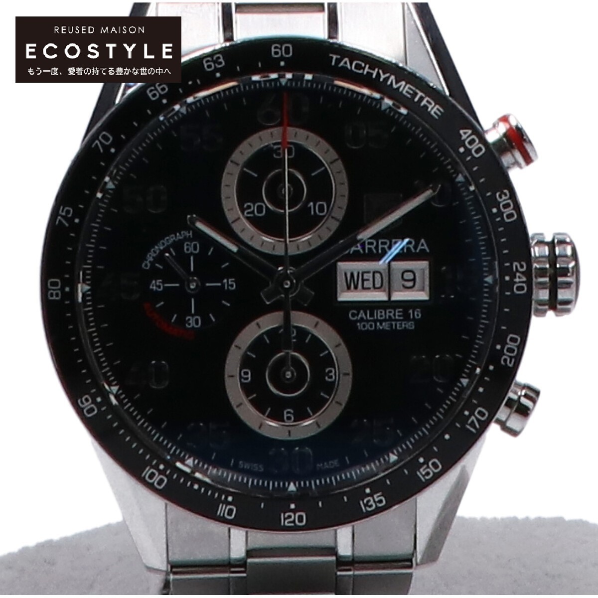 TAG HEUER タグホイヤー CV2A10.BA0796 Cal.16 カレラ タキメーター クロノグラフ デイデイト 自動巻き 腕時計 シルバー メンズ