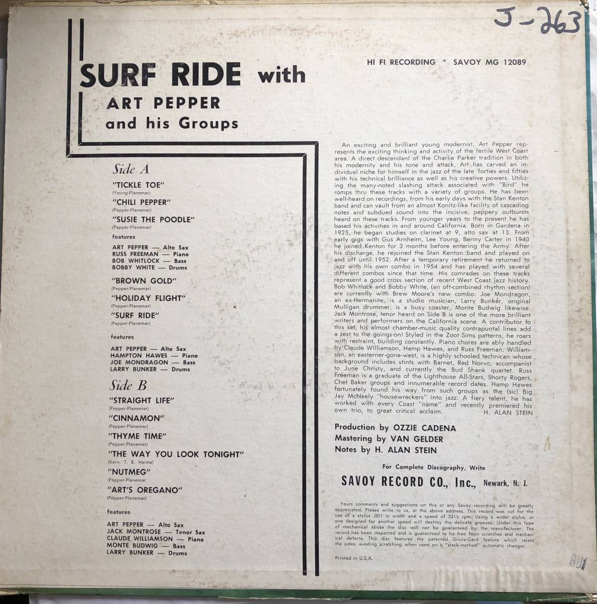 Surf Ride Art - Pepper | Savoy Pepper: by Records Jazz Ride⁄Art