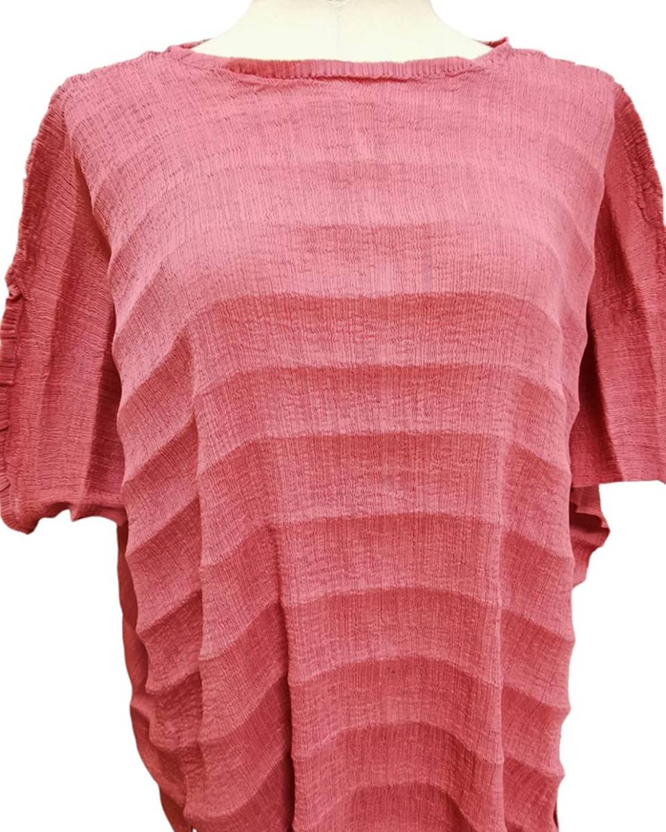 me ISSEY MIYAKE 特殊加工プリーツカットソー トップス ピンク 中古