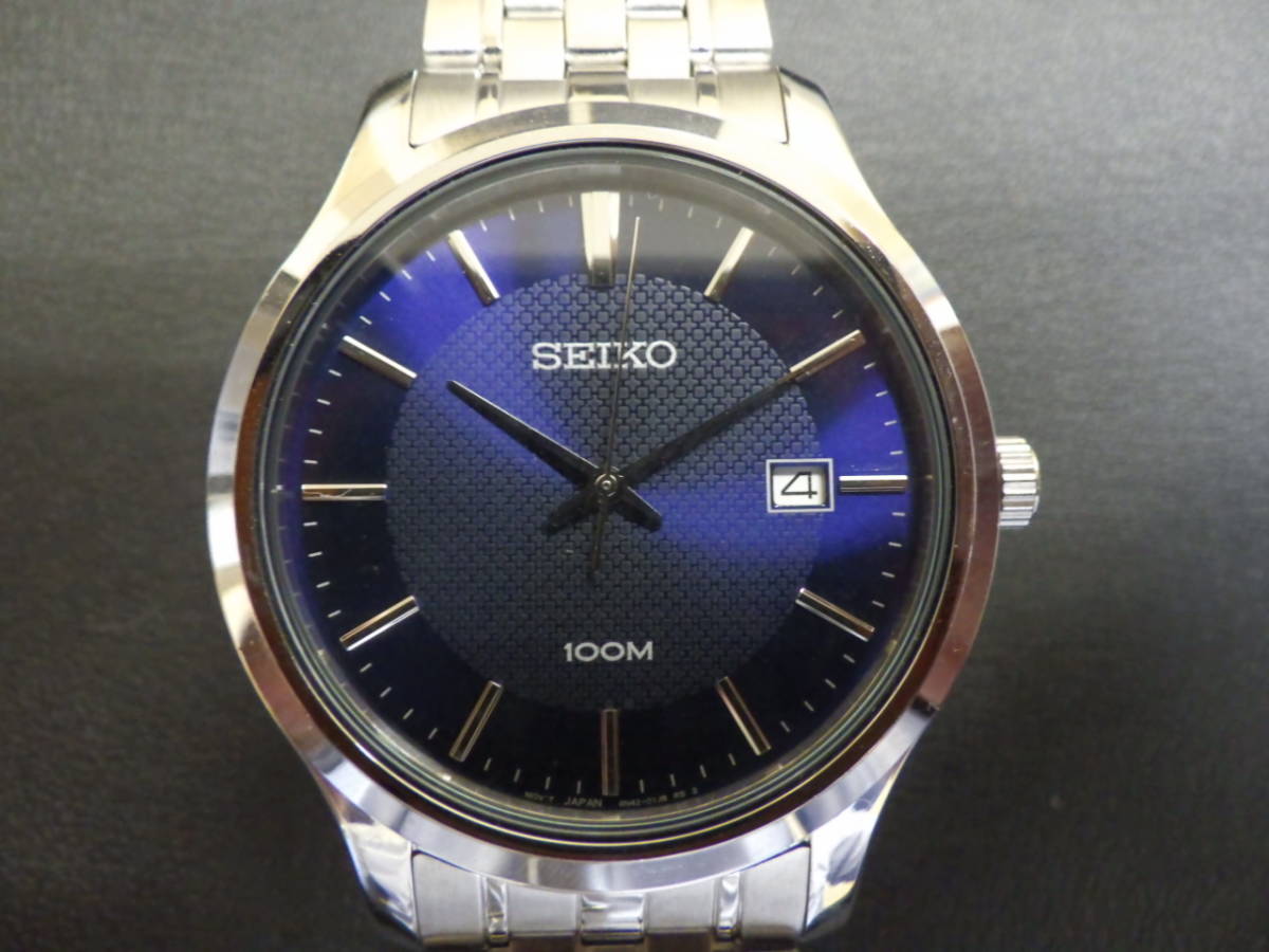 SEIKO クォーツ腕時計 アナログ ステンレス 6N42-00F0 ブルー文字盤 