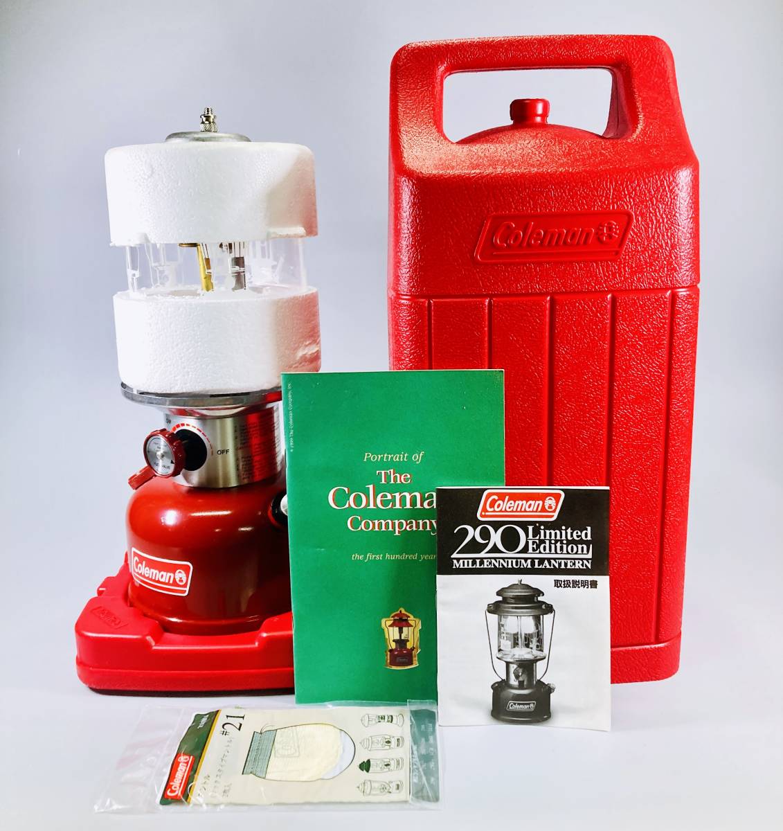 未使用 保管品 Coleman コールマン 290 リミテッドエディション ミレニアムランタン 20世紀最後の限定モデル キャンプ カバー付 照明 赤