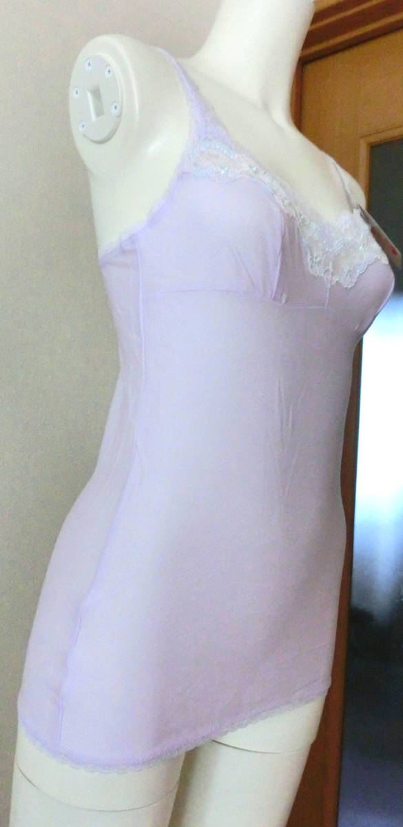 27 トリンプ 恋するランジェリー TR443 キャミソール スリップ L 淡い紫 高級キャミ インナー レース 86 94㎝ 可愛い系(L ...