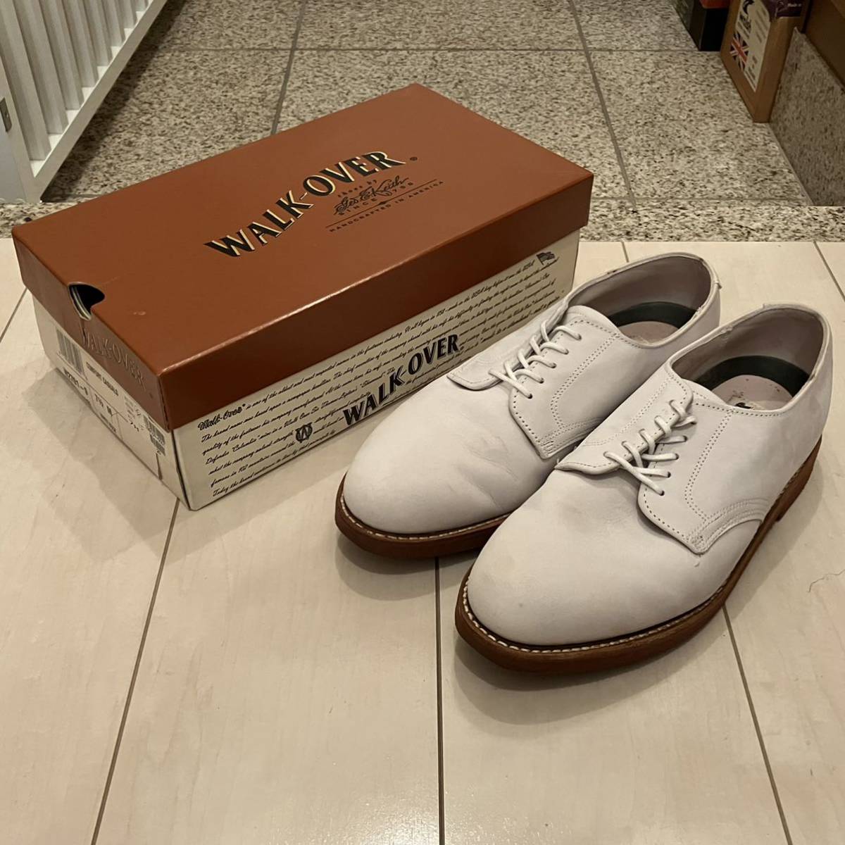 USA製 WALK OVER ウォークオーバー プレーントゥ 白 ヌバック WHITE