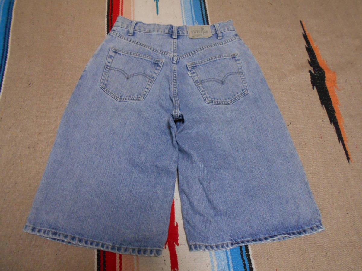 １９９７年製 Levi's SILVERTAB BAGGY SHORTS リーバイス シルバータブ バギー ショーツ ジーンズ短パンHIPHOP RAP REGGAE SKATEBOARD PUNK リーバイス BAGGY シルバータブ SILVER TAB ショッピング