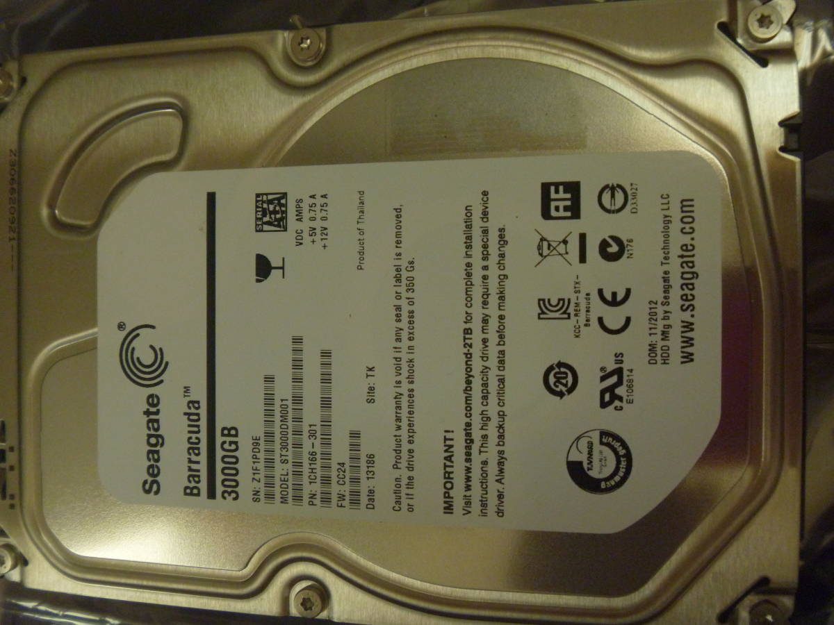品質保証，100%新品 使用時間160時間 動作 品 Seagate 3.5インチHDD ST3000DM001-1CH166 3TB SATA 同梱可能(2TB～)｜売買されたオークション情報、yahooの商品情報をアーカイブ公開 - オークファン 3.5 SerialATA