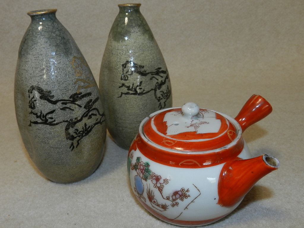 定番人気，2026 HＹ 煎茶道具 茶器揃 赤絵九谷急須と相馬焼徳利2本 馬の図(その他)｜売買されたオークション情報、yahooの商品情報をアーカイブ公開 - オークファン 九谷