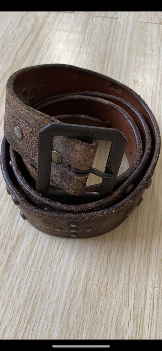 RRL バックスキン　スタッズレザーベルト　W34 used加工