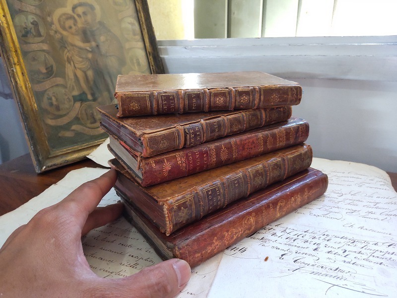 フランスアンティーク　大判帳簿１冊　a210 洋書 フランスアンティーク 革 装飾つき 古書 古本ブック : Yahoo