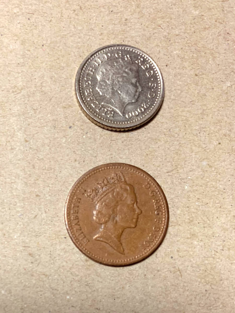 イギリス ポンド ペニー 硬貨 2種2枚 合計6ペンス まとめて POUND 外貨