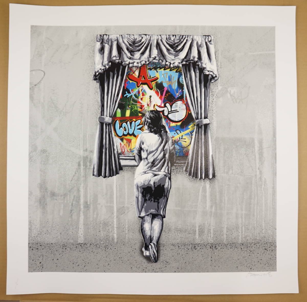 Sale スプレーアート アメリカ 美術館 額 絵画 Banksy サイン入り ストリートグラフィティ バンクシー ポスター 芸術品 政治活動家 ストリートアート アンダーグラウンド 路上芸術家 Usa アーティスト 美術品