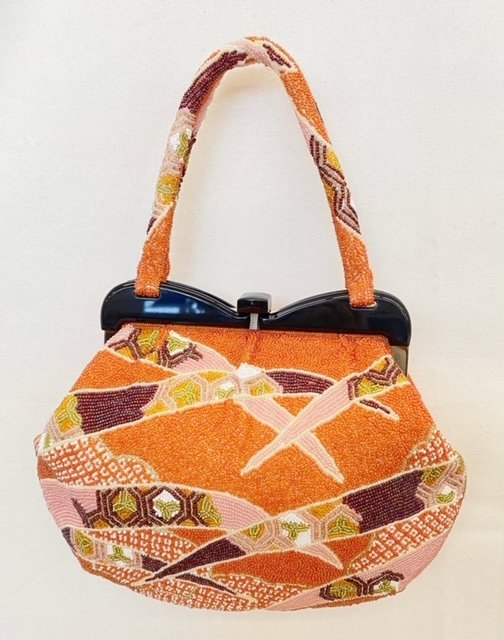 和装バッグ 総ビーズ 花柄 昭和 冠婚葬祭 小物 総ビーズ刺繍