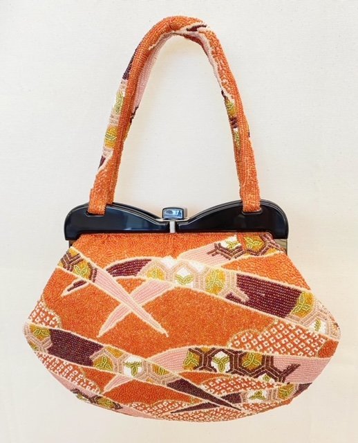 和装バッグ 総ビーズ 花柄 昭和 冠婚葬祭 小物 総ビーズ刺繍