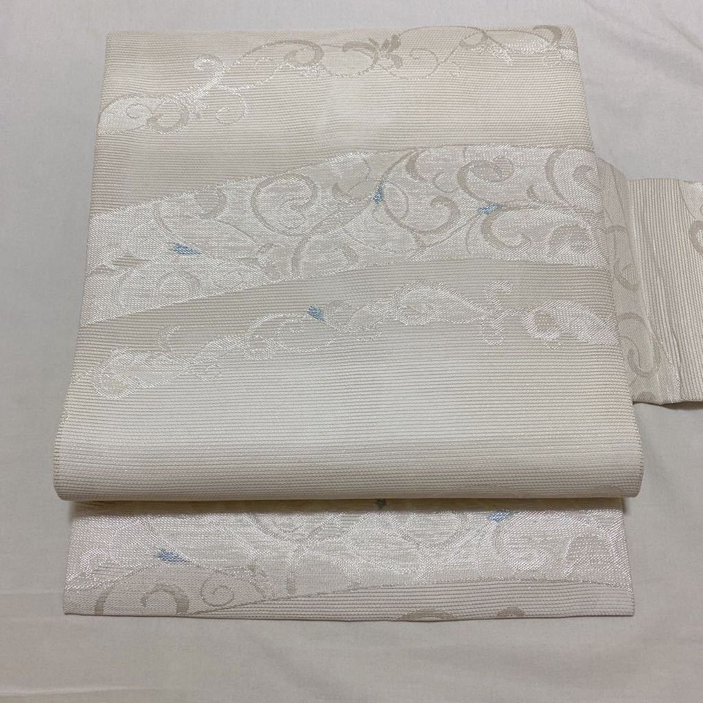 着物月花 絽 品のある唐草文様の9寸夏名古屋帯 未使用品 お太鼓柄