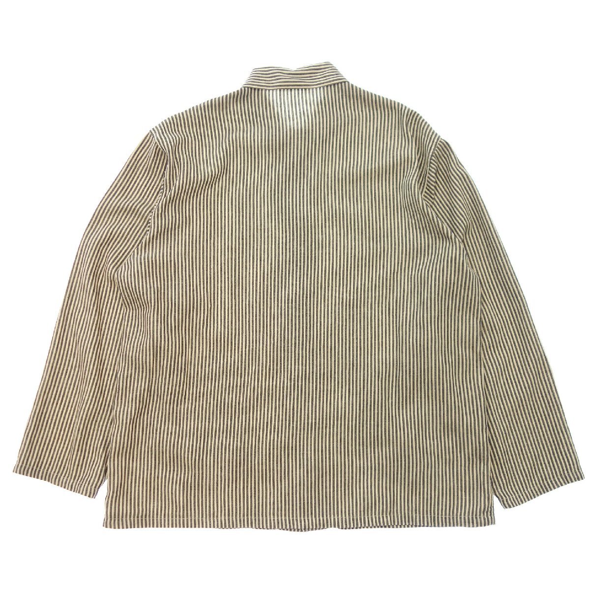 極美品◇コモリ ストライプ ワークジャケット リネン混コットン V01 