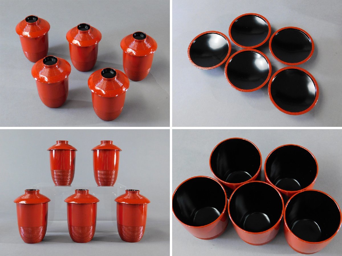 利休形 塗師 茶道具 極美品○辻石斎○名品 懐石揃物五客 茶懐石道具 