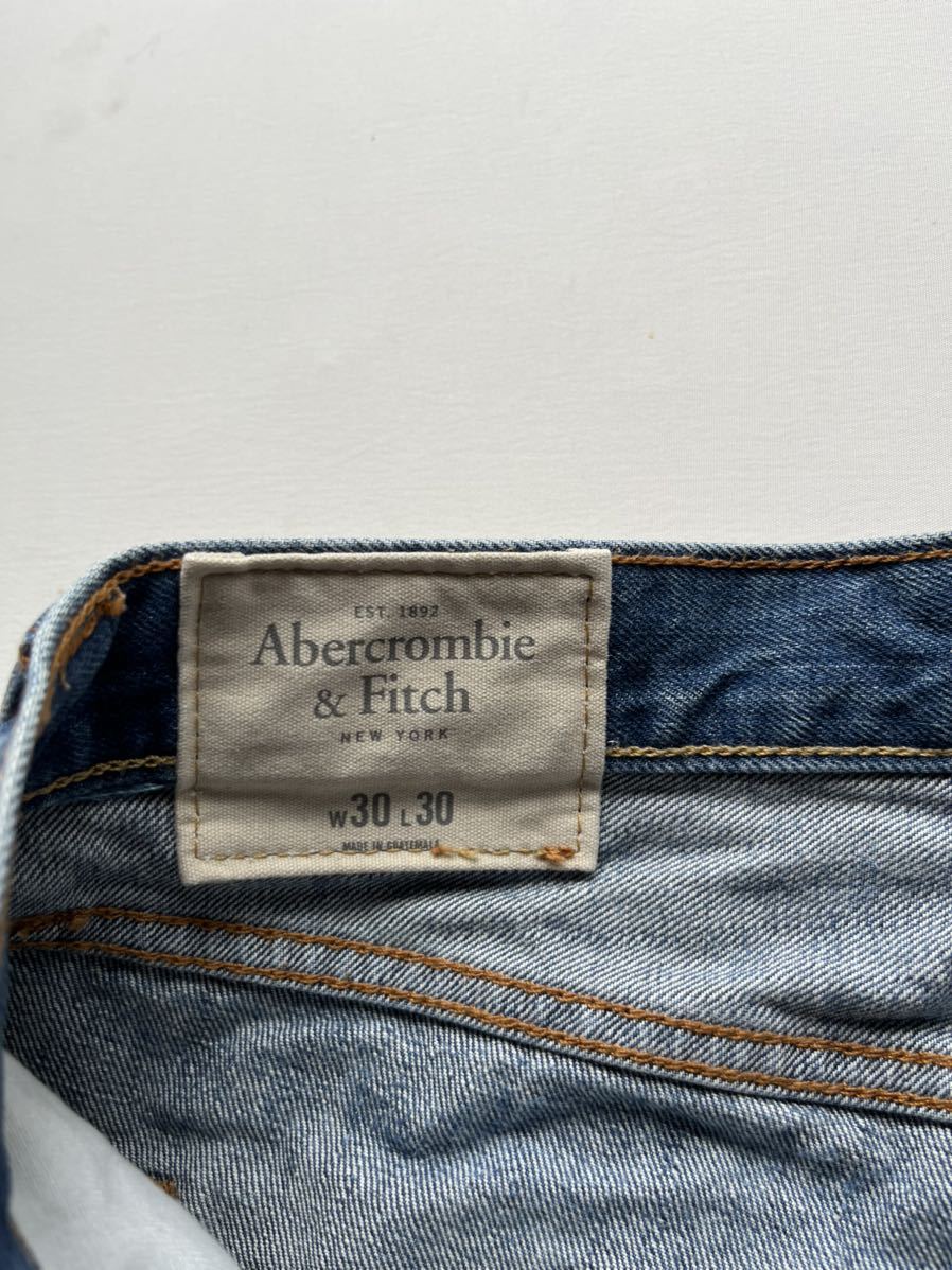 abercrombie & fitch メンズ W30 ダメージ加工 色落ち加工 デニム