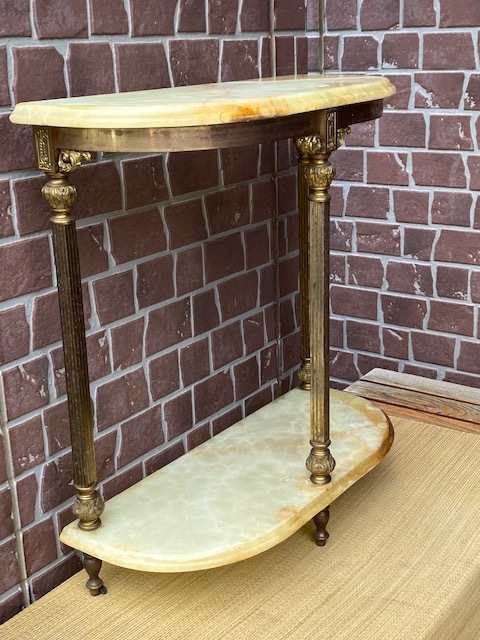 逸品 イタリア製 真鍮×オニキスブラス天板大理石 コンソールテーブル