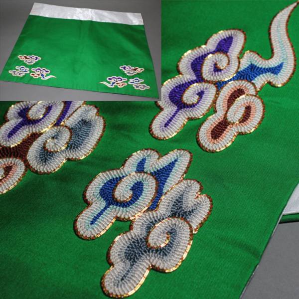時代市場■在庫放出品 極上緑地雲文刺繍水引■仏具仏像